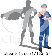 Superhero Nurse Doctor With Super Hero Shadow