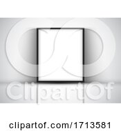 Poster, Art Print Of Display Background With Blank Picture Frame Against A Wall