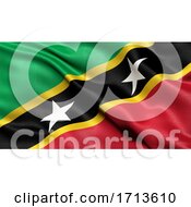 Poster, Art Print Of 3d Illustration Of The Flag Of Saint Kitts And Nevis Waving In The Wind