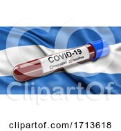 Poster, Art Print Of Flag Of Nicaragua Waving In The Wind With A Positive Covid 19 Blood Test Tube