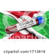 Poster, Art Print Of Flag Of Burundi Waving In The Wind With A Positive Covid 19 Blood Test Tube