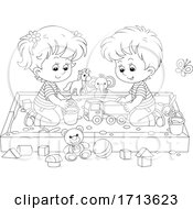 Poster, Art Print Of Children Playing In A Sand Box