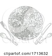 Poster, Art Print Of Sweet Cake Moon With Silverware