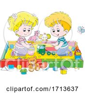 Poster, Art Print Of Children Playing In A Sand Box