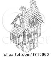Poster, Art Print Of Town House Fantasy Vintage Tudor Building Map Icon