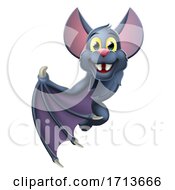 Poster, Art Print Of Halloween Vampire Bat Cartoon Character Sign