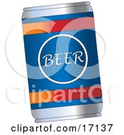 Blue Beer Can With Red And Orange Lines