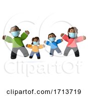 3d Happy Black Family On A White Background by Julos