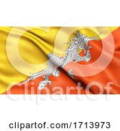 Poster, Art Print Of 3d Illustration Of The Flag Of Bhutan Waving In The Wind