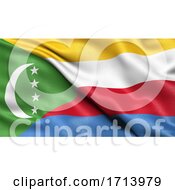 Poster, Art Print Of 3d Illustration Of The Flag Of Comoros Waving In The Wind