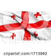 Poster, Art Print Of 3d Illustration Of The Flag Of Georgia Waving In The Wind
