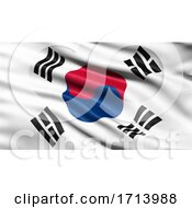 Poster, Art Print Of 3d Illustration Of The Flag Of South Korea Waving In The Wind