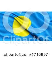 Poster, Art Print Of 3d Illustration Of The Flag Of Palau Waving In The Wind