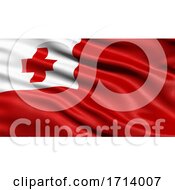 Poster, Art Print Of 3d Illustration Of The Flag Of Tonga Waving In The Wind