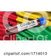 Flag Of Guinea Bissau Waving In The Wind With A Positive Covid-19 Blood Test Tube