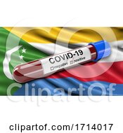 Poster, Art Print Of Flag Of Comoros Waving In The Wind With A Positive Covid 19 Blood Test Tube