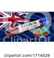Poster, Art Print Of Flag Of Montserrat Waving In The Wind With A Positive Covid 19 Blood Test Tube