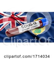Poster, Art Print Of Flag Of Turks And Caicos Islands Waving In The Wind With A Positive Covid 19 Blood Test Tube