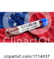 Poster, Art Print Of Flag Of Samoa Waving In The Wind With A Positive Covid 19 Blood Test Tube