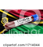 Poster, Art Print Of Flag Of Vanuatu Waving In The Wind With A Positive Covid 19 Blood Test Tube