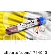 Poster, Art Print Of Flag Of Vatican City Waving In The Wind With A Positive Covid 19 Blood Test Tube
