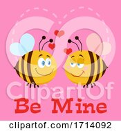 Poster, Art Print Of Bee Couple In Love Over Be Mine Text