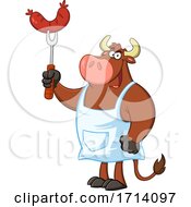 Bull BBQ Chef With A Sausage by Hit Toon