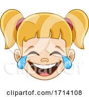 Poster, Art Print Of Blond Haired Girl With A Laughing And Crying Expression