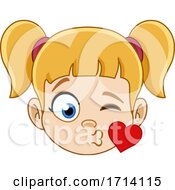 Poster, Art Print Of Blond Haired Girl With A Kiss Expression