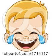 Poster, Art Print Of Blond Haired Boy With A Laughing And Crying Expression