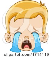 Poster, Art Print Of Blond Haired Boy With A Crying Expression