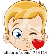 Poster, Art Print Of Blond Haired Boy With A Kiss Expression