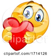 Poster, Art Print Of Yellow Emoji Squeezing And Holding Out A Heart