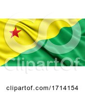 Poster, Art Print Of 3d Illustration Of The Brazilian State Flag Of Acre Waving In The Wind