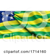 Poster, Art Print Of 3d Illustration Of The Brazilian State Flag Of Goias Waving In The Wind