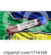 Poster, Art Print Of Brazilian State Flag Of Amapa Waving In The Wind With A Positive Covid 19 Blood Test Tube