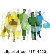 Poster, Art Print Of Group Of Colorful People Shopping