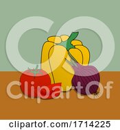 Poster, Art Print Of Hand Drawn Colorful Vegetables Background