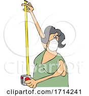 Poster, Art Print Of Cartoon Woman Wearing A Mask And Using A Tape Measure