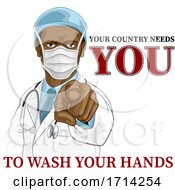 Poster, Art Print Of Doctor Pointing Needs You To Wash Your Hands