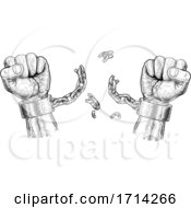 Poster, Art Print Of Hands Breaking Chain Shackle Handcuffs