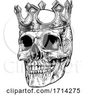 Skull Human Skeleton King Wearing Royal Crown