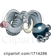 Poster, Art Print Of Elephant Bowling Ball Sports Animal Mascot