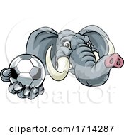 Poster, Art Print Of Elephant Soccer Football Ball Sports Mascot