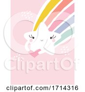 Poster, Art Print Of Pastel Cute Shooting Star With A Rainbow On Pink
