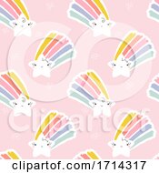 Poster, Art Print Of Seamless Pattern Of Cute Shooting Stars With Rainbows