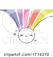 Poster, Art Print Of Watercolor Cute Sun With A Rainbow