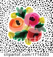 Poster, Art Print Of Watercolor Styled Flowers On Dots