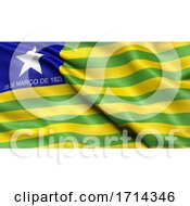 Poster, Art Print Of 3d Illustration Of The Brazilian State Flag Of Piaui Waving In The Wind
