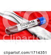 Poster, Art Print Of Brazilian State Flag Of Para Waving In The Wind With A Positive Covid 19 Blood Test Tube
